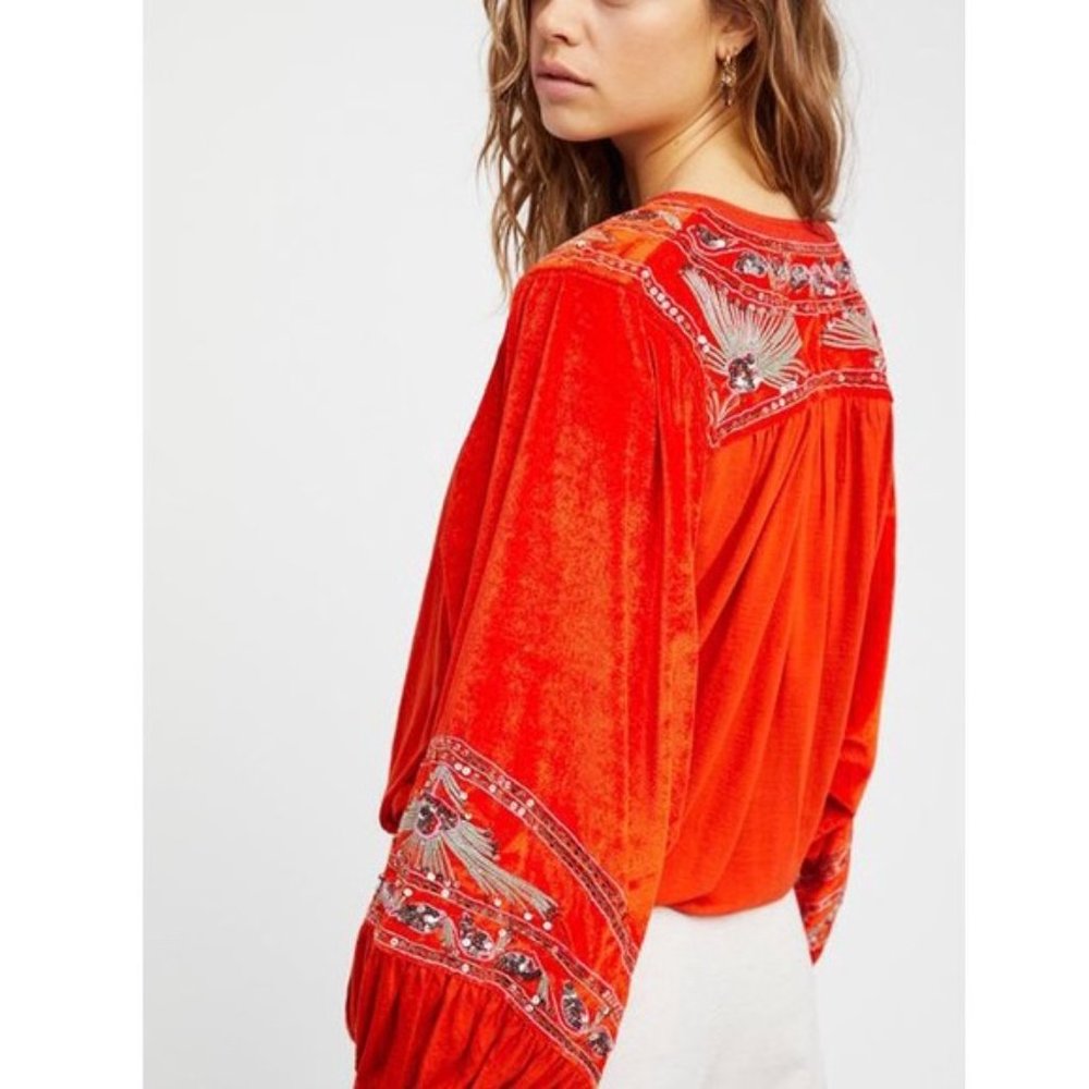 FREE PEOPLE Hearts Aflame Embellished Top NWOT - Picture 1 of 10